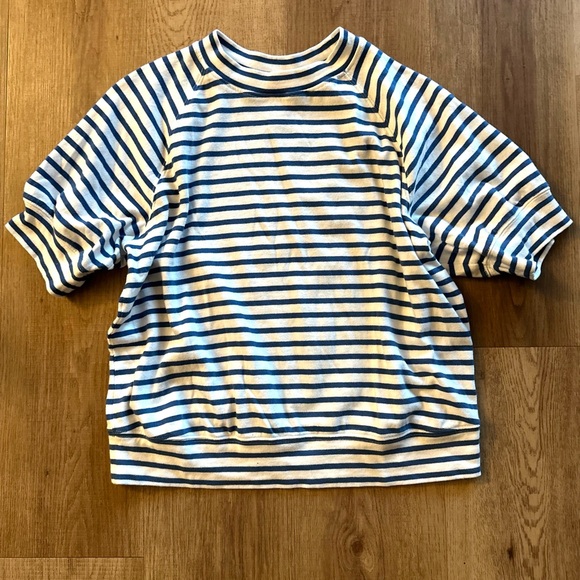 AYR The Quick Wit Weekend Jaunt Stripe Tee Shirt In Beach Glass M - Picture 7 of 7